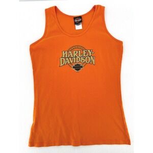 Harley-Davidson Tank Top Womens 1X Orange Cajun Lafayette LA Graphic Sleeveless